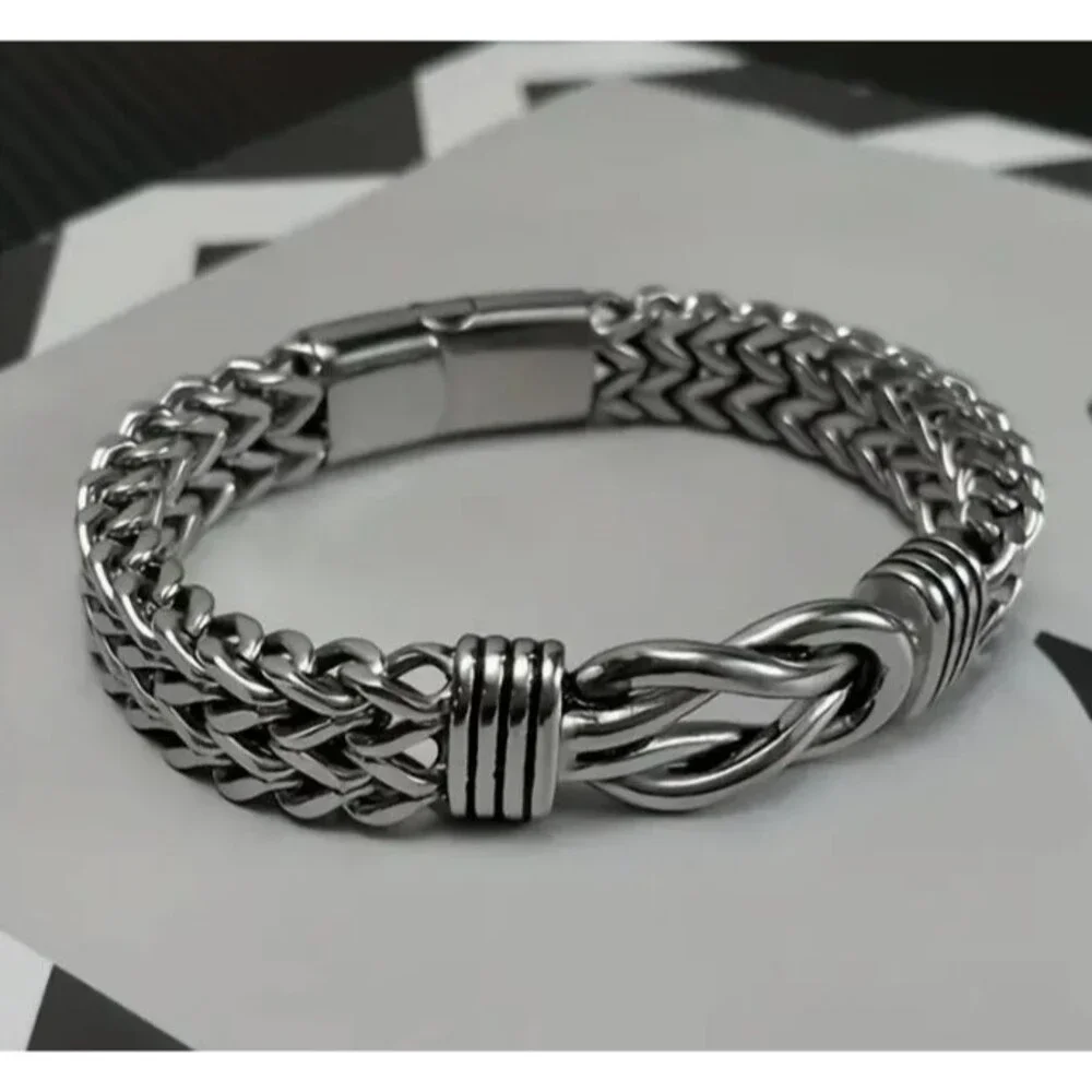 Stainless Steel KNOT Men's Bracelet Magnet Closure Well-made